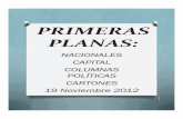Primeras Planas Nacionales y Cartones 19 Noviembre 2012