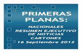 Primeras Planas Nacionales y Cartones 16 Septiembre 2012
