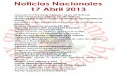 Noticias Nacionales 17 Abril 2013