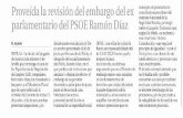 Proveída la revisión del embargo de ex parlamentario del PSOE Ramón Díaz