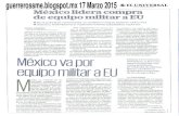 México lidera compra de equipo militar a EU