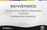 Centro de Consultoría y Educación Continua Subdirección Comercial BIENVENIDOS Junio 26 de 2012.