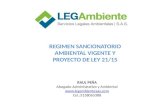RAUL PEÑA Abogado Administrativo y Ambiental  Cel.:3158065388 REGIMEN SANCIONATORIO AMBIENTAL VIGENTE Y PROYECTO DE LEY 21/15.