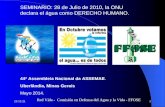 11/12/20151 SEMINARIO: 28 de Julio de 2010, la ONU declara el água como DERECHO HUMANO. 44ª Assembleia Nacional da ASSEMAE. Uberlândia, Minas Gerais Mayo.