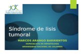 Síndrome de lisis tumoral MARCOS ARANGO BARRIENTOS ESPECIALISTA EN HEMATOLOGÍA UNIVERSIDAD NACIONAL DE COLOMBIA.