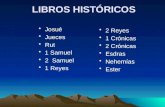 LIBROS HISTÓRICOS Josué Jueces Rut 1 Samuel 2 Samuel 1 Reyes 2 Reyes 1 Crónicas 2 Crónicas Esdras Nehemías Ester.