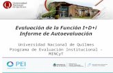 Evaluación de la Función I+D+i Informe de Autoevaluación Universidad Nacional de Quilmes Programa de Evaluación Institucional - MINCyT.