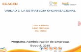 ECACEN UNIDAD 2. LA ESTRATEGIA ORGANIZACIONAL Curso académico JUEGO GERENCIAL Cód. 102026 Programa Administración de Empresas Bogotá, 2015 IR AL INICIO.