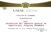 FACULTAD DE ECONOMÍA Presentación Tema: Devolución del impuesto general de importación. Programa DRAWBACK Elaborado por: M. en A. Eduardo Alvarez Avelino.