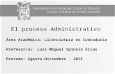 El proceso Administrativo Área Académica: Licenciatura en Contaduría Profesor(a): Luis Miguel Spínola Elías Periodo: Agosto-Diciembre - 2015.