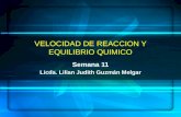 VELOCIDAD DE REACCION Y EQUILIBRIO QUIMICO Semana 11 Licda. Lilian Judith Guzmán Melgar 1.