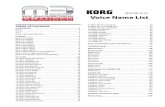 Korg M3 Lista de Nomes e Timbres