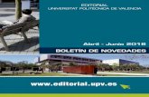Novedades Editorial Universitat Politècnica de València (Abril - Junio 2016)