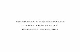 MEMORIA Y PRINCIPALES CARACTERISTICAS PRESUPUESTO ...