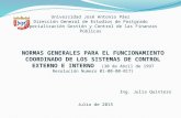 Normas Generales para el Funcionamiento Coordinado de los Sistemas de Control Externo e Interno  (30 de Abril de 1997 Resolución Numero 01-00-00-017)