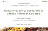 Reflexiones acerca del desarrollo agrícola y rural en Colombia