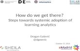 Seminario eMadrid/SHEILA sobre "Analítica del Aprendizaje". ¿Cómo llegamos allí? Pasos hacia la adopción sistémica de la analítica de aprendizaje. Dragan Gasevic. Universidad
