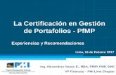 Capitulo PMI Lima Perú - La Certificación PfMP - Alexandres Hoyos