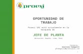 Oportunidad de trabajo Jefe de planta. Agroindustria. Huacho, Lima, Perú