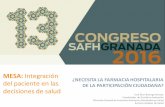 Congreso SAFH 2016. Mesa 3 Comisión de Participación Ciudadana del SSPA y Farmacia Hospitalaria