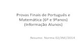 Provas Finais de Português e Matemática (6º e 9ºanos ...apaiscondeoeiras.weebly.com/uploads/2/3/8/4/23845151/ppt-aulas_ec... · Resumo Norma 02/JNE/2014 . ... Designação e código