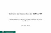 Comisión de Energéticos de CONCAMIN · PDF fileComparación de Costos de Electricidad en el Mundo (USD¢/kWh) Tarifas de Electricidad a nivel industrial en 2010 Norteamérica: 4-10