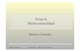Tema 6: Multicolinealidad - um.es · PDF fileMáximo Camacho Econometría I - ADE+D 11/12 - Tema 6 2 Multicolinealidad h Bloque I: El modelo lineal clásico r Tema 1: Introducción