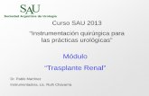 Módulo “Trasplante Renal” - sau-net.org · PDF fileCurso SAU 2013 “Instrumentación quirúrgica para las prácticas urológicas” Módulo “Trasplante Renal” Dr. Pablo Martínez