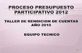 PROCESO PRESUPUESTO PARTICIPATIVO 2012 - · PDF fileobservamos; en esta institucion educativa inicial el inadecuado equipamiento y mobiliario, ... se pudo ingresar el nuevo pip al