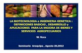 LA BIOTECNOLOGIA e INGENIERIA GENETICA : …lacbiosafety.org/wp-content/uploads/2012/10/ROCA-Seminario-Arequip... · clonacion molecular . Se basa en el conocimiento de ... Construccion