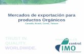 Mercados de exportación para productos Orgá · PDF file•CAN/CGSB 32.311, Sistemas de Producción Orgánica –Lista de Sustancias Permitidas •Manual de Calidad del Sistema COR