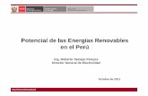 Potencial de las Energías Renovables en el Perú - · PDF fileFotovoltaica En el Perú existe una gran experiencia en proyectos fotovoltaicos orientados a la electrificación rural;
