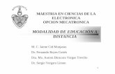 MAESTRIA EN CIENCIAS DE LA ELECTRONICA OPCION · PDF file1 MAESTRIA EN CIENCIAS DE LA ELECTRONICA OPCION MECATRONICA MODALIDAD DE EDUCACIÓN A DISTANCIA M. C. Jaime Cid Monjaraz Dr.