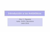 Introducción a los Antibióticos - upiip. n a los... · PDF fileHUVH. Barcelona Juliol 2016 . Definición Anti (contra) bios (vida) ... • Parámetro de eficacia: T>CIM = 40-50%