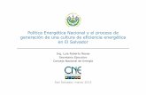 Política Energética Nacional y el proceso de generación de ... · PDF file... ahorro y uso racional de la energía eléctrica y ... el uso racional y eficiente de la energía. ...