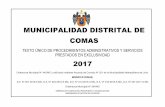 MUNICIPALIDAD DISTRITAL DE COMAS - … TUPA 2017.pdf · municipalidad distrital de comas texto Único de procedimientos administrativos y servicios prestados en exclusividad 2017