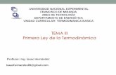 TEMA III Primera Ley de la Termodinámica · PDF filePrimera Ley de la Termodinámica Profesor: ... Principio de conservación de la masa, ... Emplea una fuente de energía en forma