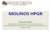 MOLINOS HPGR - Encuentro · PDF filemolienda que se tiene en la molienda SAG. •Ventaja 2: Distribución de tamaños amplia y con mayor cantidad de partículas finas El HPGR produce