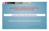 TALLER DE PRESENTACION DE LOS PROGRAMAS · PDF fileENTIDADES INVOLUCRADAS EN LA ELECTRIFICACION RURAL MEM EMP. ... generación fotovoltaica domiciliaria en la localidad de ... Expediente