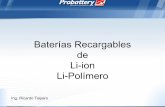 Presentación Baterías Li-ion y Li-Polímerolaboratorios.fi.uba.ar/lse/sase/2010/slides/SASE-2010_-Baterias... · • Utiliza iones de Litio que se intercalan en los electrodos.
