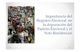 Importancia del Registro Electoral en la depuración del ...tse.gob.sv/documentos/Elecciones 2012/Registro Depuracion.pdf · • El Registro Electoral es una lista de personas que