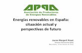 Energías renovables en España: actual y perspectivas as renovables en España: situación actual y perspectivas de futuro Barcelona, 15 de marzo de 2012 Aspectos positivos de las