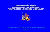 SERVICIO DE PREVENCION DE MADRID C.S.I.C. ·  · 2018-03-24Permanganato potásico, etc Líquidos Cloroformo, éter, Metanol, ... Etiqueta: CLARA LEGIBLE INDELEBLE EN ESPAÑOL. ...