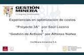 Experiencias en optimización de costos - Gestión Minera · Experiencias en optimización de costos “Proyecto 3A” por Saúl Lozano y “Gestión de Activos” por Alfonso Núñez