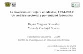 La inversión extranjera en México, 1994-2012. Un análisis ... · extranjera directa (IED) han cobrado gran relevancia, y se han convertido en una de las formas de financiamiento