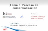 Tema 5: Proceso de comercialización - RUA: Principal³n Proceso de comercialización Se focaliza Pronósticos de mercado Pedidos de cliente Utiliza al sistema de inteligencia de mercado