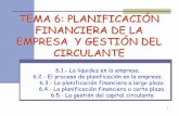 TEMA 6: PLANIFICACIÓN FINANCIERA DE LA … 6 05-06.pdf1 TEMA 6: PLANIFICACIÓN FINANCIERA DE LA EMPRESA Y GESTIÓN DEL CIRCULANTE 6.1.- La liquidez en la empresa. 6.2.- El proceso