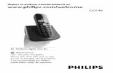 CD140 ES57 IFU - download.p4c.philips.comdownload.p4c.philips.com/files/c/cd1401b_77/cd1401b_77_dfu_asp.pdf · CD140 ES Telefone digital sem fio Advertencia Usar sólo pilas recargables