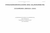 PROGRAMACIÓN DE CLARINETE (CURSO 2015-16)“N_CLARINET… · PROGRAMACIÓN DE LA ASIGNATURA DE CLARINETE (EBM) 3.1. Curso Primero de Clarinete EBM 3.1.1. Objetivos ... escalas, arpegios