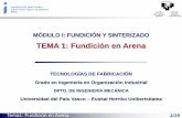 TEMA 1: Fundición en Arena - Hasiera - UPV/EHUehu.eus/manufacturing/docencia/987_ca.pdf · Tema1: Fundición en Arena 2/19 Contenidos 1. Introducción -Características del proceso